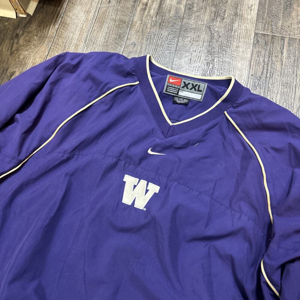 Vintage Y2k Nike Clima-Fit UW Huskies Center Swoosh Windbreaker Sweatshirt XXL - Picture 2 of 6